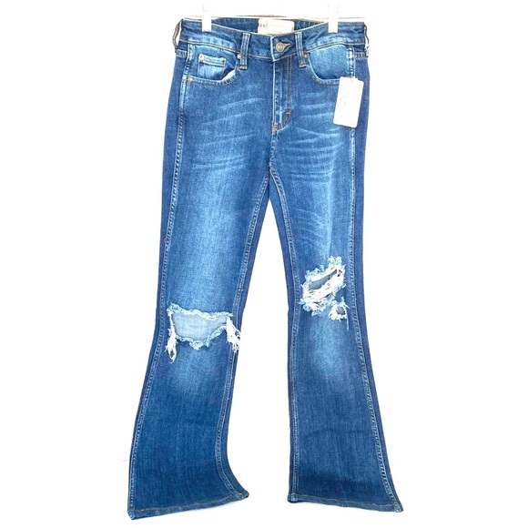 Free People Jeans Authentic Flare Jeans Blue Riptide Sz 25 0 - Picture 6 of 15